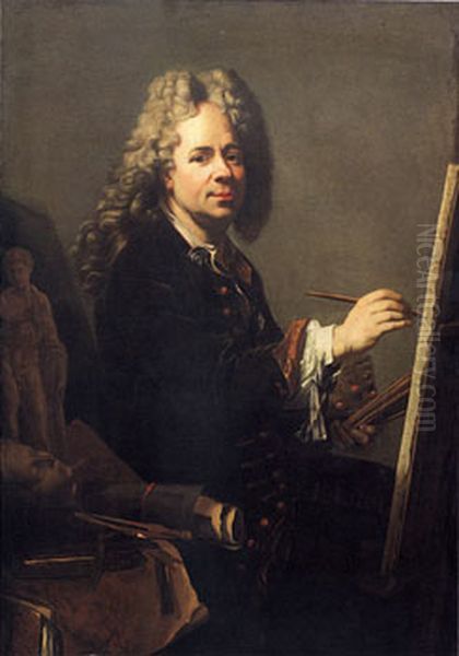 Selbstbildnis vor der Staffelei. Oil Painting by Jacob van Schuppen