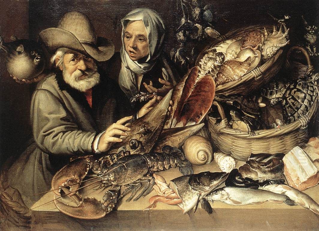 The Fishmonger's Shop Oil Painting by Bartolomeo Passarotti