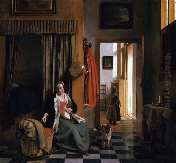 Die Mutter Oil Painting by Pieter De Hooch