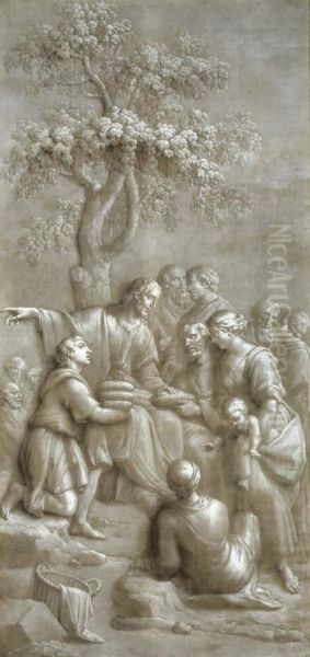 Multiplication of the Loaves Oil Painting by Petrus Norbertus Van Reysschoot
