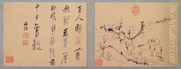 Old Plum Oil Painting by Chen Hongshou