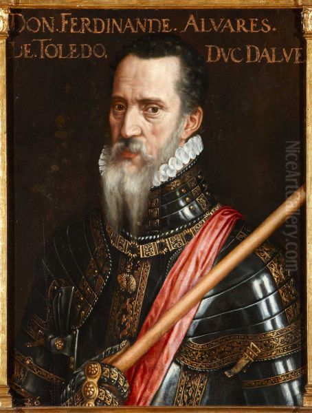 Portrait of Ferdinand Alvarez de Toledo, hertog van Alba (1507-1582) Oil Painting by Willem Key