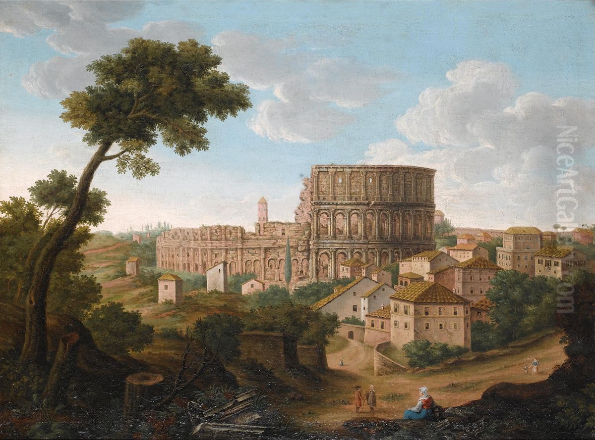 View of the Colosseum, Rome Oil Painting by Giacomo Van Lint