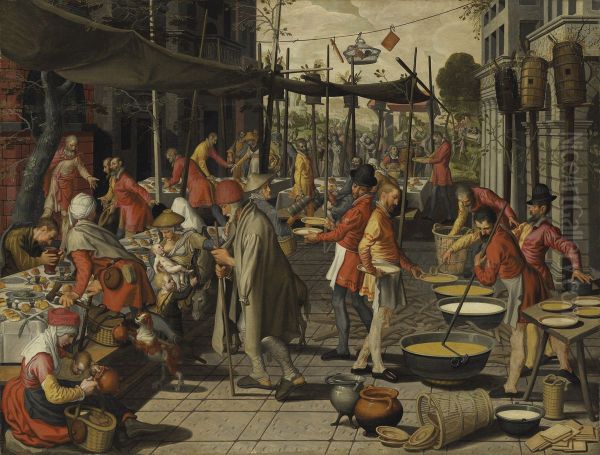 De gelijkenis van het koninklijk bruiloftsmaal (Matt. 22:1-14) Oil Painting by Pieter Aertsen