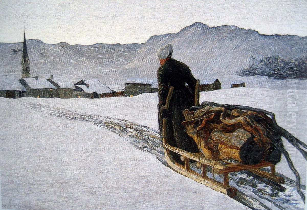 Ruckkehr vom Wald Oil Painting by Giovanni Segantini