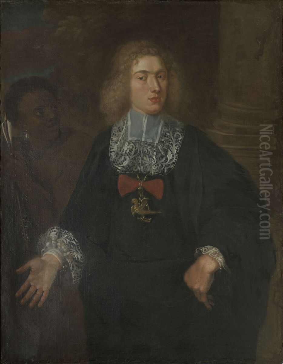 Portrait of Gaspar De Vos, Head of the Guild of St. Sebastian of Bruges in 1673 Oil Painting by Lodewijk de Deyster