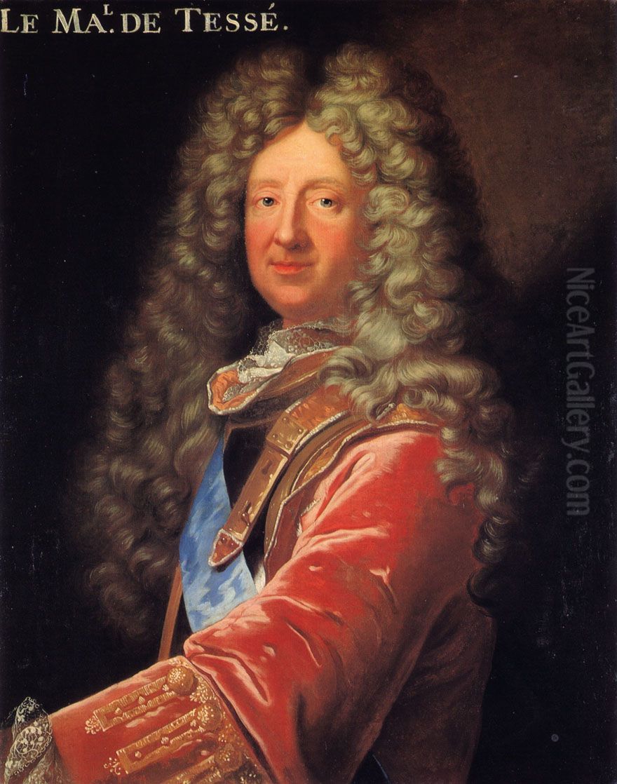 Portrait of Rene de Froulay de Tesse (1648-1725) Oil Painting by Hyacinthe Rigaud