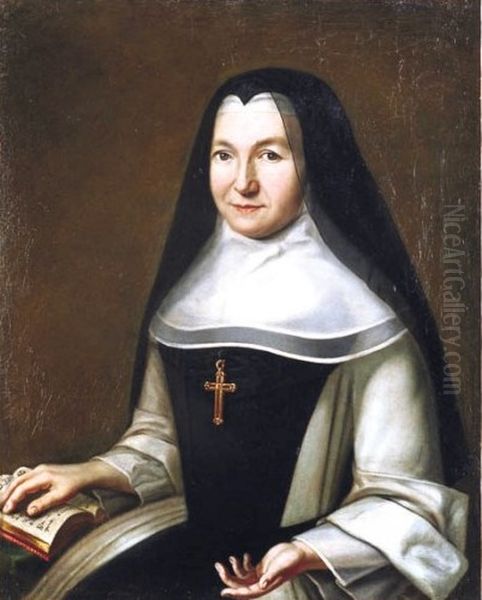 Louise Hollandine of the Palatinate, abbess of Maubuisson Abbey from 1664 to 1709 Oil Painting by Unidentified painter