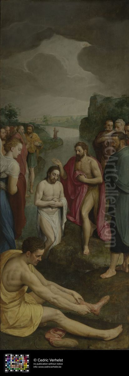 De Viglius-triptiek: de doop van Christus Oil Painting by Frans Pourbus the Elder De Viglius-triptiek: de doop van Christus Oil Painting by Frans Pourbus the Elder