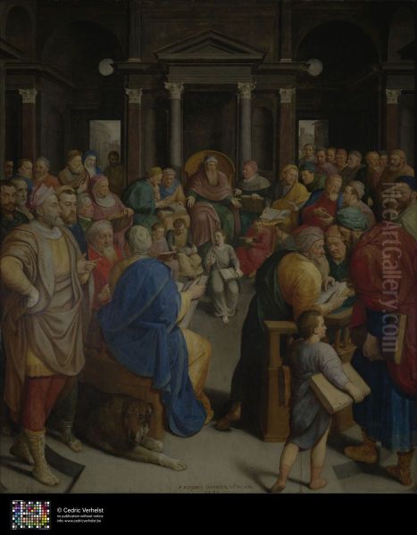 De Viglius-triptiek: Christus als twaalfjarige in de tempel Oil Painting by Frans Pourbus the Elder