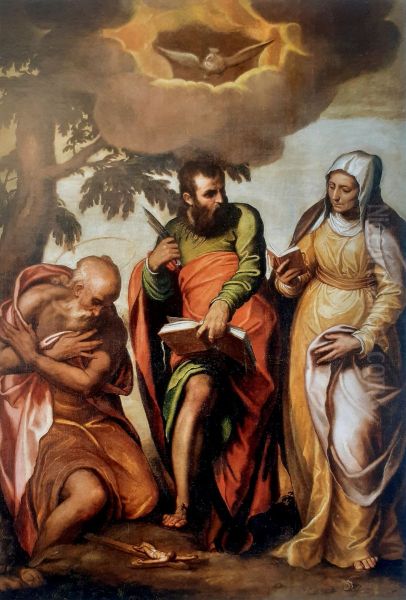 Santi Bartolomeo, Girolamo e Chiara Oil Painting by Paolo Farinati