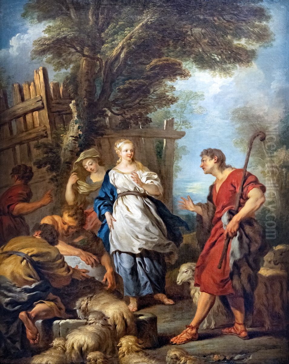 Jacob et Rachel au puits Oil Painting by Francois Lemoyne
