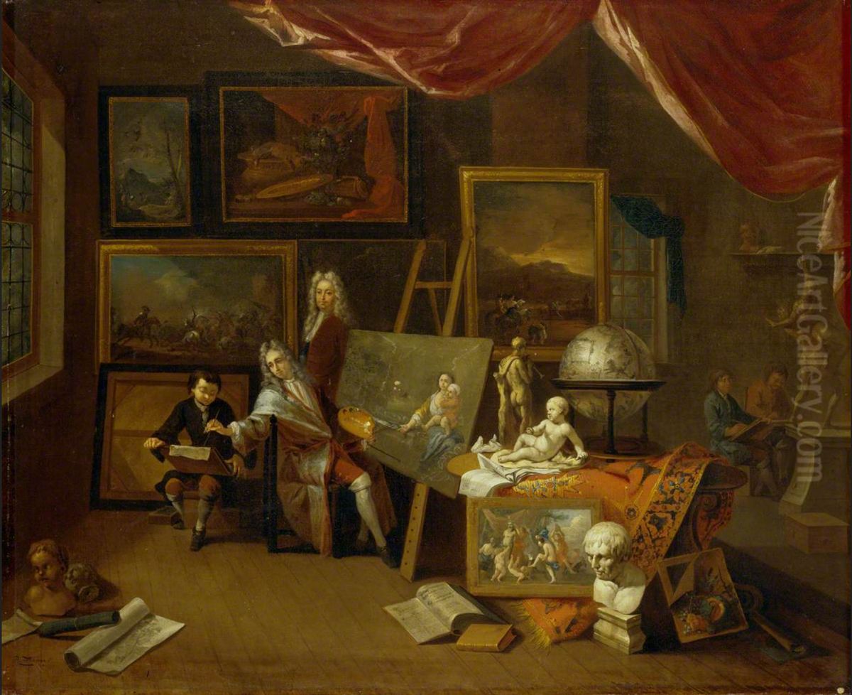 The Artist's Studio Oil Painting by Peter Tillemans