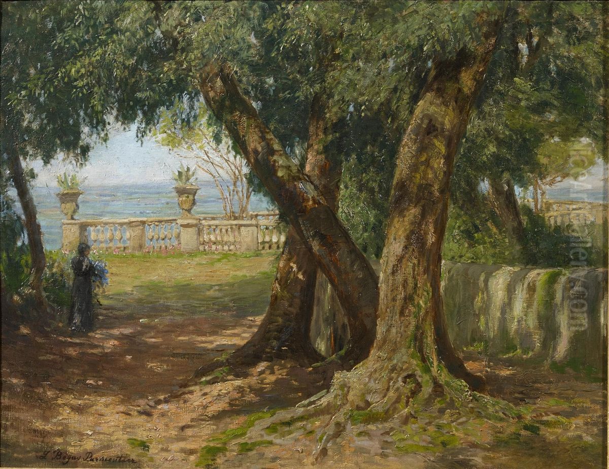 Under Olive Trees in the Park of Taormina Oil Painting by Luise Begas-Parmentier