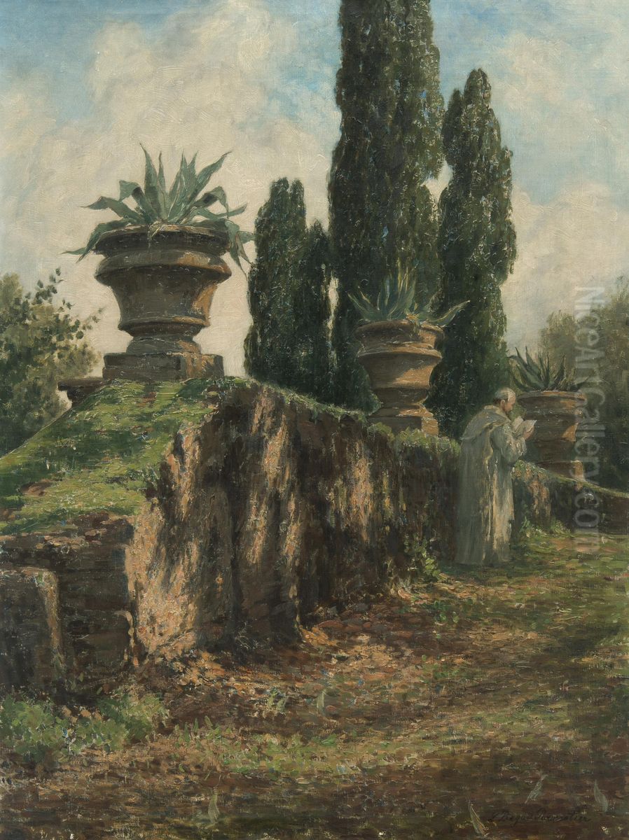 Zypressen der Villa Torlonia, Frascati Oil Painting by Luise Begas-Parmentier