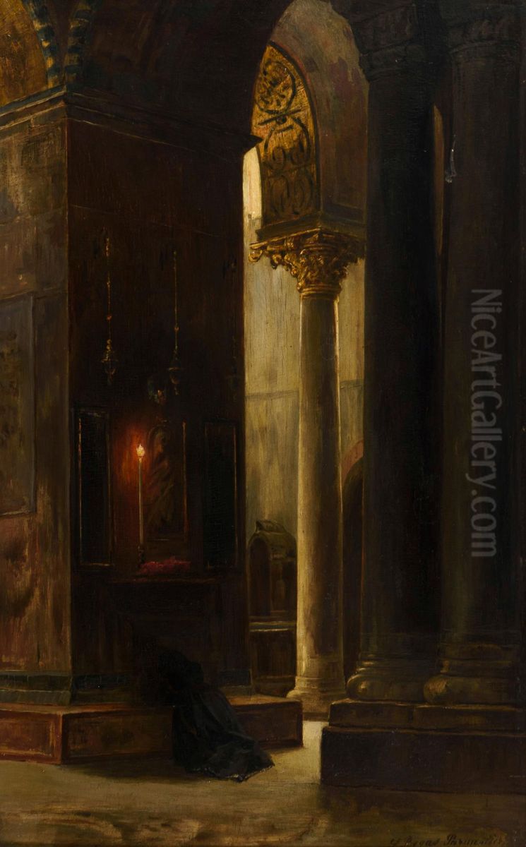 Church interior Oil Painting by Luise Begas-Parmentier