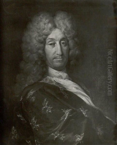 Christoph de Graffenried (1663-1719), married with Salome de Buren, Herr zu Worb, Cousin of Christoph de Graffenried (1665-1743), founder of New Bern (North Carolina). Oil Painting by Johann Rudolf Huber