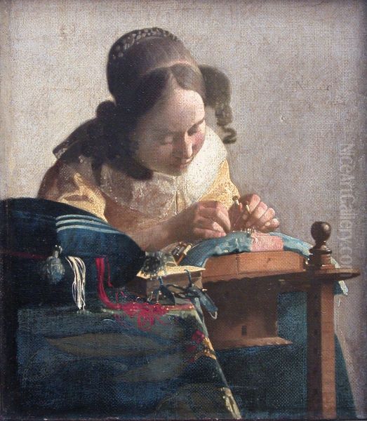 The lacemaker Oil Painting by Johannes Vermeer
