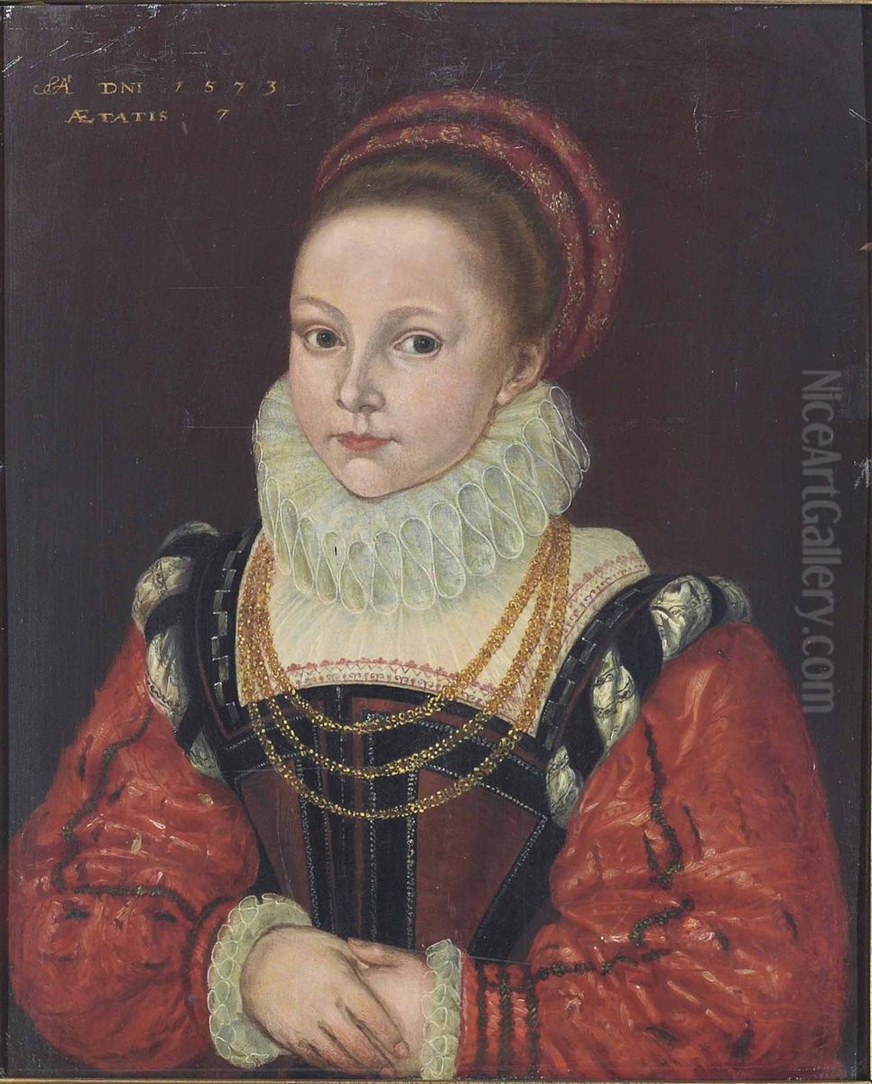 Portrait of a girl, supposed to be Elizabeth Smythe (c. 1573-c. 1631) Oil Painting by Cornelis Ketel