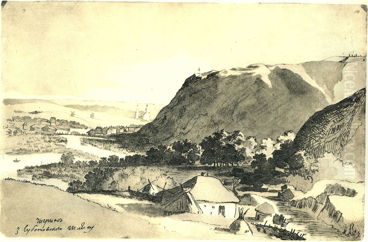 Chigirin viewed  from Subotovsky Oil Painting by Taras Shevchenko