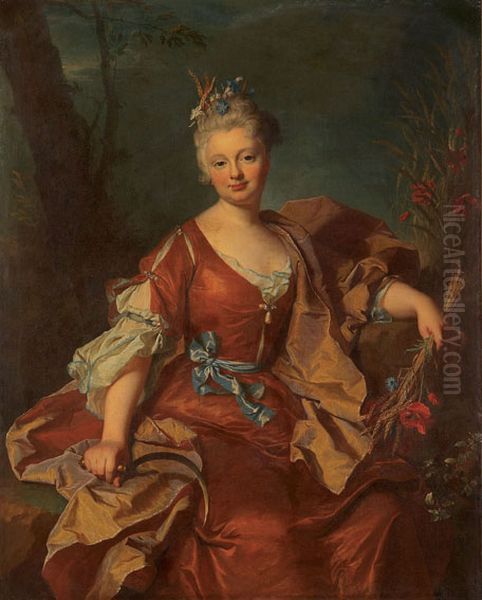 Portrait deMarguerite-Henriette de Labriffe(comtesse de Selles) Oil Painting by Hyacinthe Rigaud
