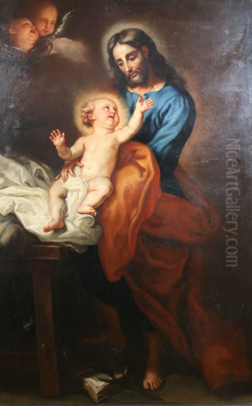 St Joseph and the child Jesus Oil Painting by Anthoni Schoonjans