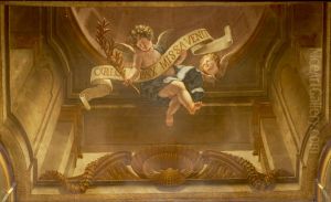 Angel of Peace with olive branch and pennant