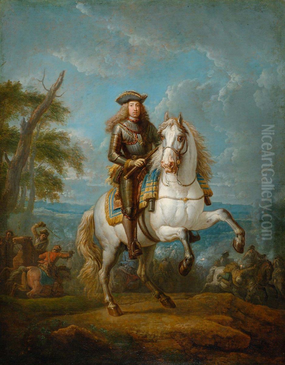 Equestrian portrait of Charles VI, Holy Roman Emperor Oil Painting by Pieter van Bloemen