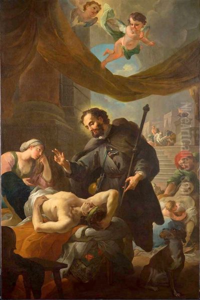 Saint Roch Visiting the Sick. Oil Painting by Martino Altomonte