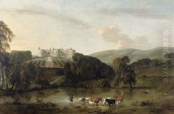 Chirk Castle from the North Oil Painting by Peter Tillemans