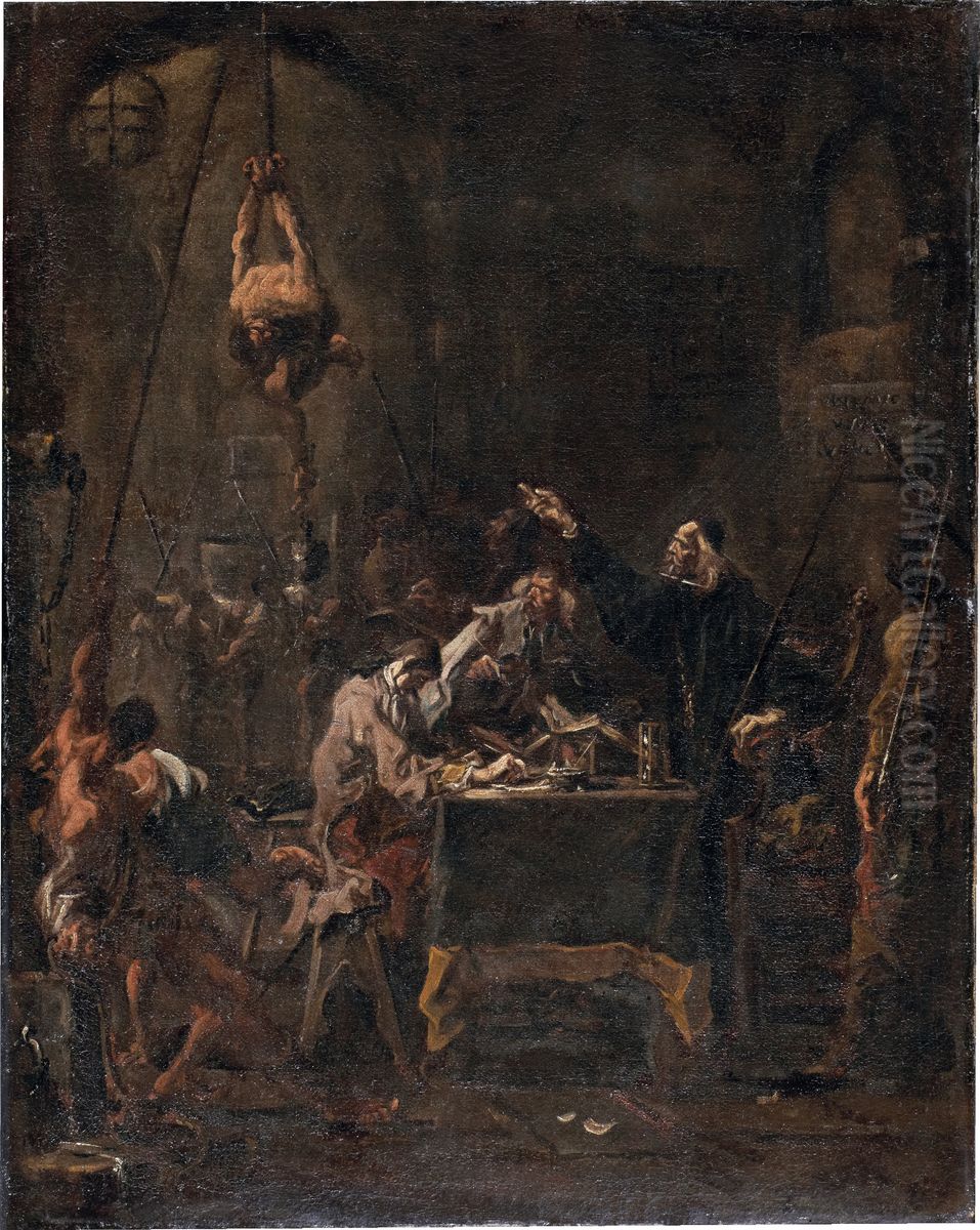Brutal Interrogation (Torture Scene) Oil Painting by Alessandro Magnasco