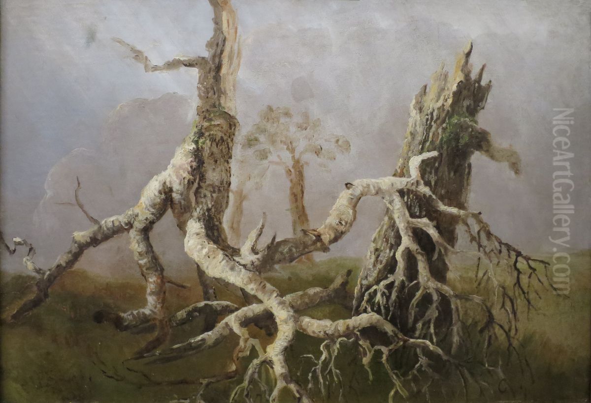 Dying Trees Oil Painting by August Cappelen