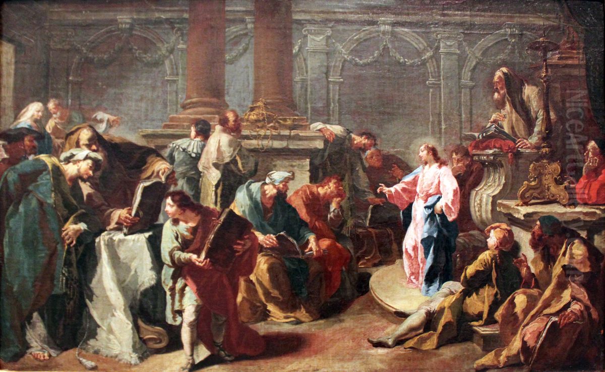 Jesus unter den Schriftgelehrten Oil Painting by Anton Kern