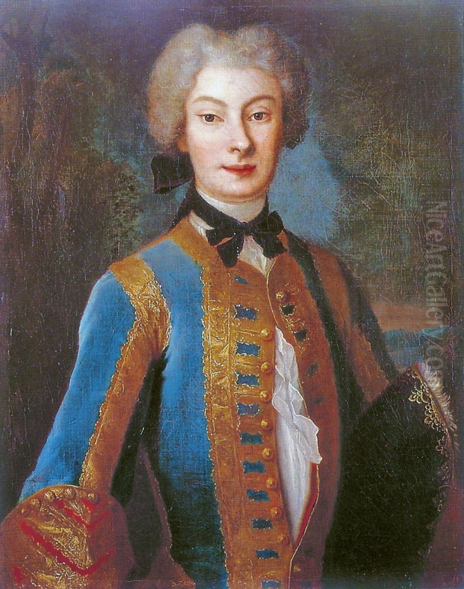 Anna Orzelska in riding habit Oil Painting by Louis de Silvestre