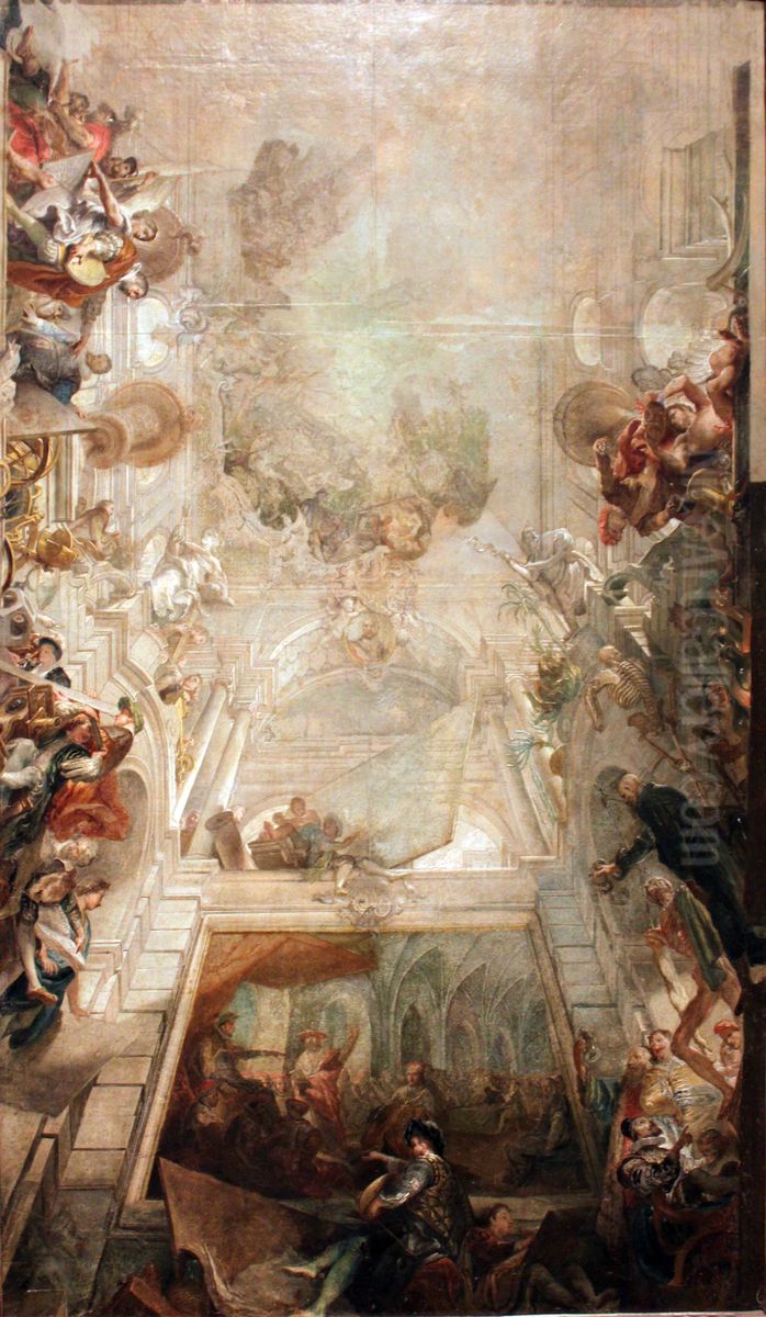 The Triumph of the Arts and Sciences, Ceiling Design. Oil Painting by Johann Evangelist Holzer