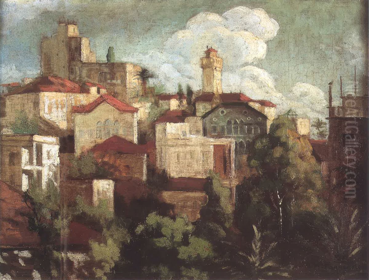 Vue De Beyrouth. Oil Painting by Moustafa Farroukh
