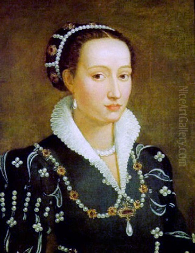 Presumed portrait of Isabella de' Medici, formerly identified as Bianca Cappello Oil Painting by Alessandro Allori