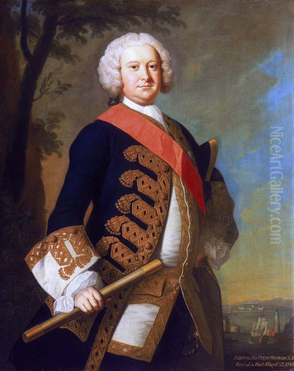 Portrait of Admiral Sir Peter Warren (1703-1752) Oil Painting by Thomas Hudson