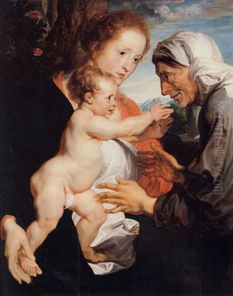 The Madoona with the Child and Saint Anne Oil Painting by Sir Anthony Van Dyck