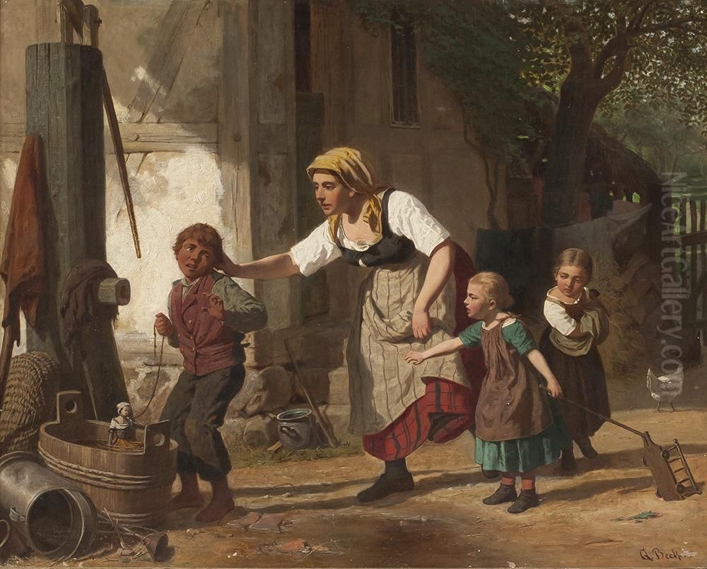 The rascal Oil Painting by Albert Becker