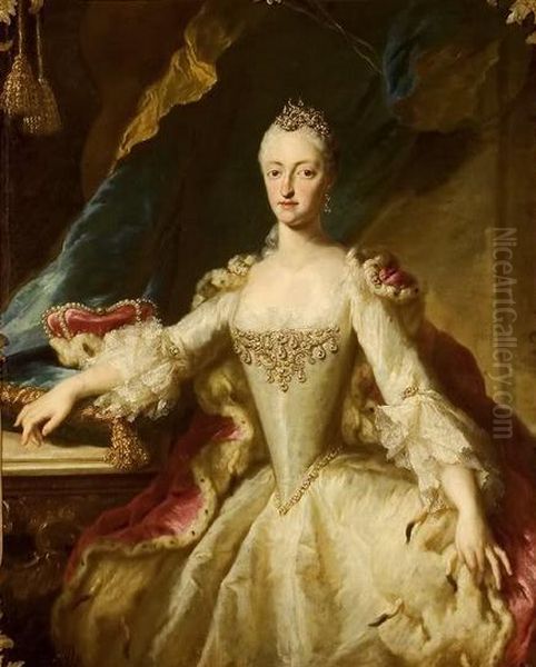Portrat der Herzogin Maria Anna Josepha of Bavaria (1734-1776), future Margravine of Baden-Baden Oil Painting by Georg Desmarees
