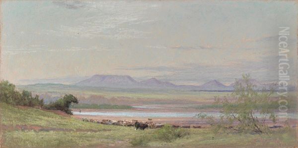 Double Mountain from Salt Fork Oil Painting by Frank Reaugh
