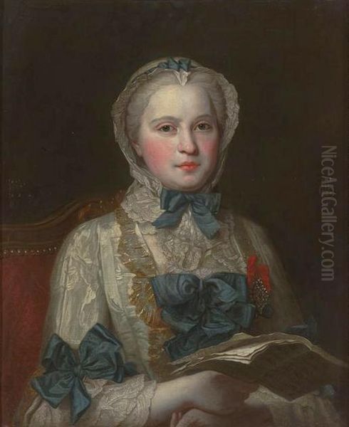 << Marie-Josephe de Saxe, dauphine de France >> (1731-1767) Oil Painting by Maurice Quentin de La Tour