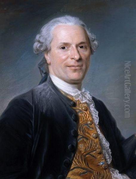 Portrait of Jean Monnet, French diplomat Oil Painting by Maurice Quentin de La Tour