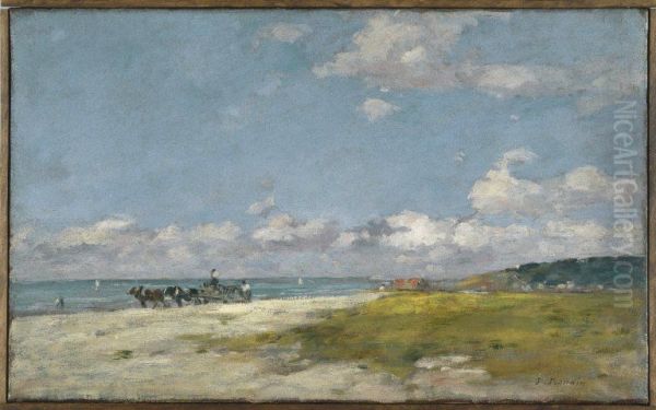 Trouville, La Plage Oil Painting by Eugene Louis Boudin