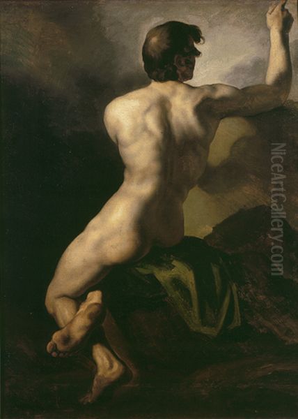 Study of male nude Oil Painting by Theodore Gericault