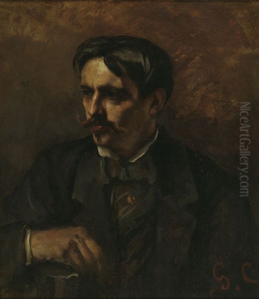 Portrait of the painter Alfred Stevens Oil Painting by Gustave Courbet