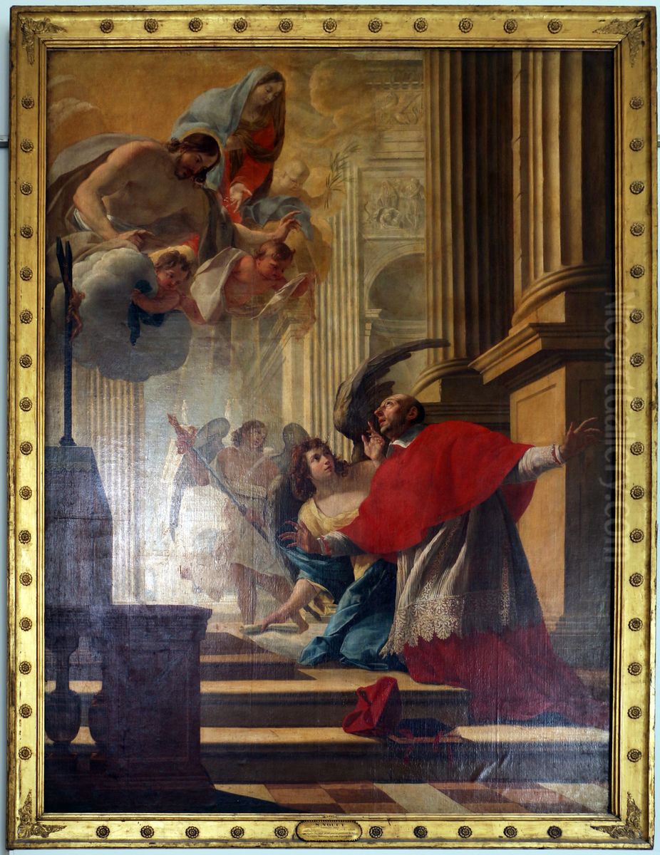 Saint Charles Borromee priant pour les pestiferes de Milan Oil Painting by Simon Vouet