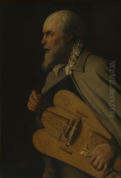 The hurdy-gurdy player Oil Painting by Georges de La Tour