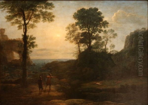 Aeneas op hertenjacht aan de kust van Libye Oil Painting by Claude Lorrain